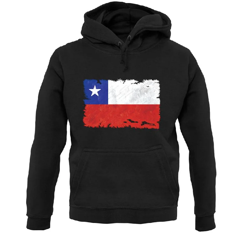 Chile Grunge Style Flag Unisex Hoodie Hoodie with Hem Elastic Stretchable Comfortable