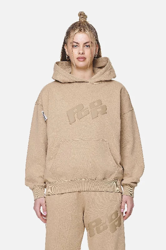 Julago Oversized Hoodie Washed Safari Sand Hoodie with Raw Hem Edgy Unfinished