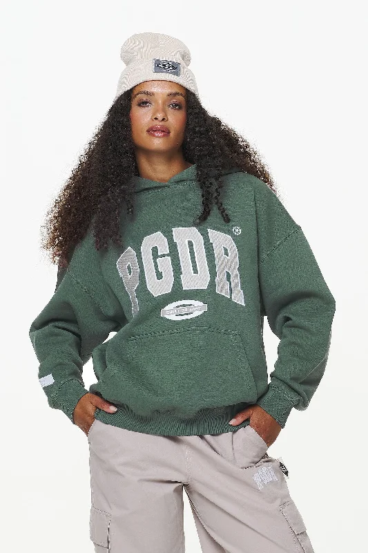 Keats Logo Oversized Hoodie Vintage Washed Garden Green Hoodie with Emblem Brand Identity