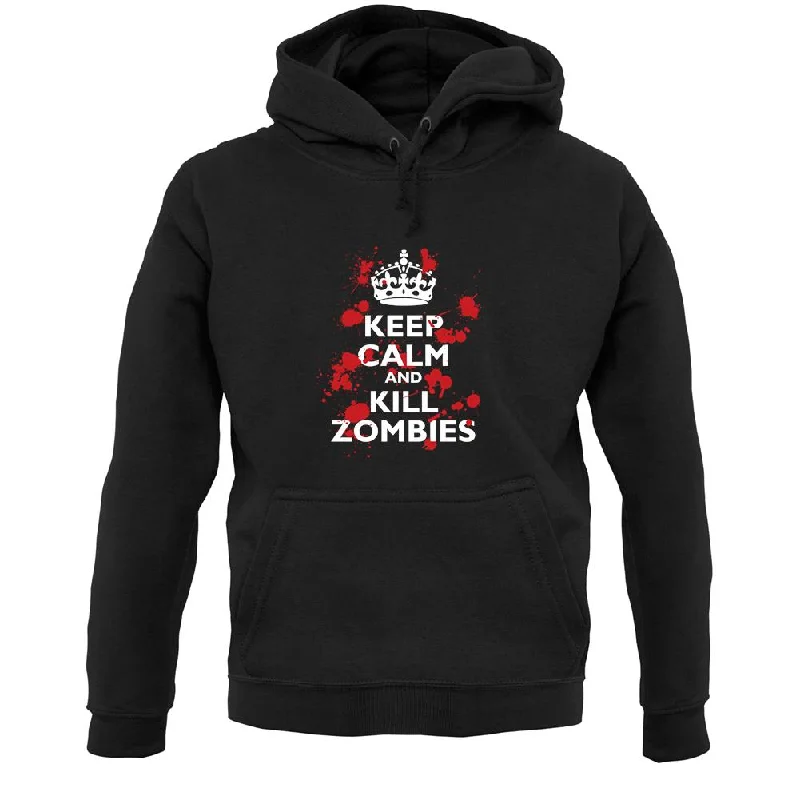 Keep Calm And Kill Zombies Unisex Hoodie Hoodie with Distressed Vintage Worn