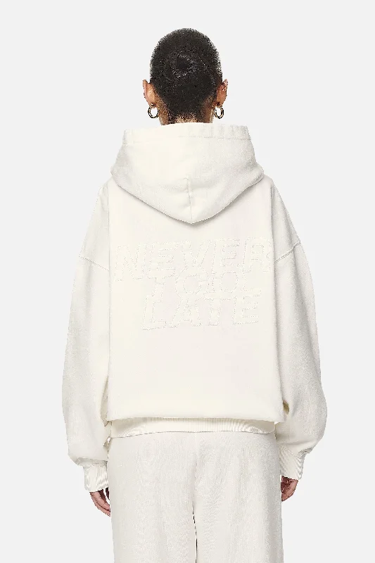 Mina Oversized Hoodie Washed Coconut Milk Hoodie with Double Zipper Versatile Adjustable