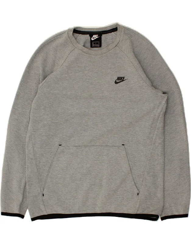 NIKE Mens Sweatshirt Jumper Small Grey Cotton Hoodie with Rhinestones Sparkly Elegant