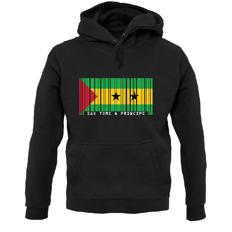 Sao Tome And Principe Barcode Style Flag Unisex Hoodie Hoodie with Hem Drawcord Adjustable Customizable