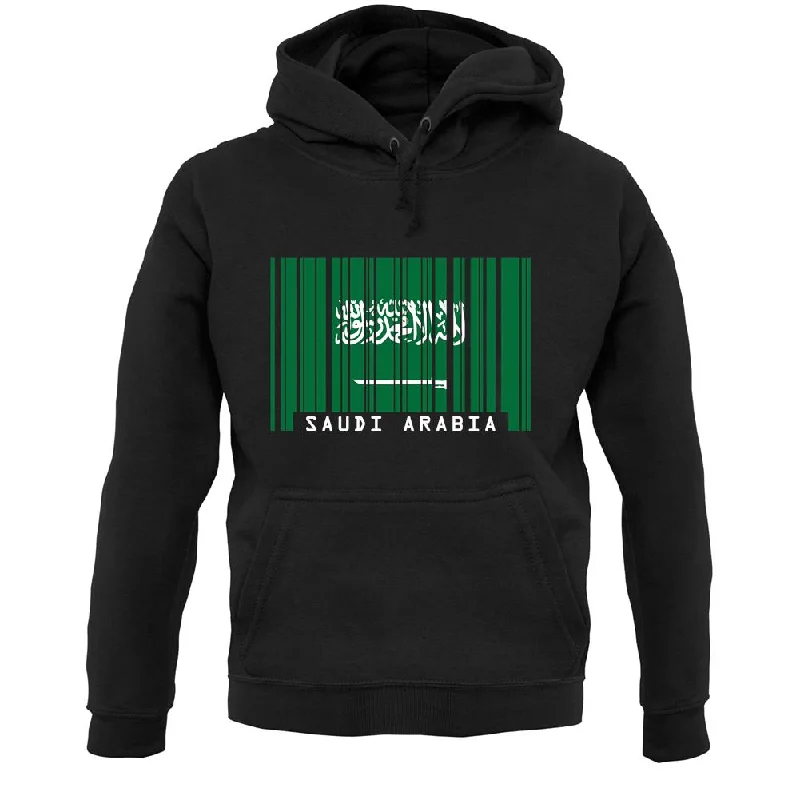 Saudi Arabia  Barcode Style Flag Unisex Hoodie Hoodie with Hem Embroidery Detailed Premium