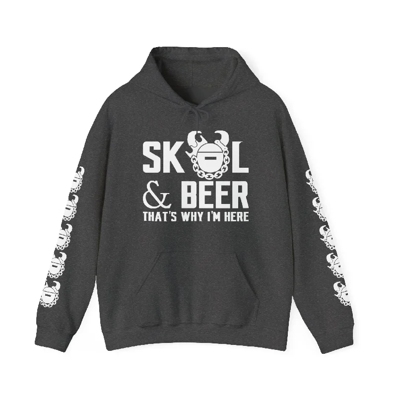 Unisex Heavy Blend™ Hooded Sweatshirt - & BEER + Game Day Helmet (Sleeves) Hoodie with Ribbed Hem Stretchable Secure