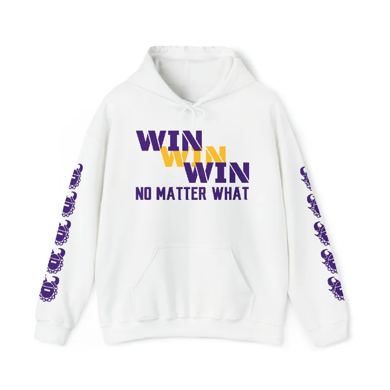 Unisex Heavy Blend™ Hooded Sweatshirt - No Matter What + Game Day Helmet (Sleeves) Hoodie with Hem Applique Textured Unique