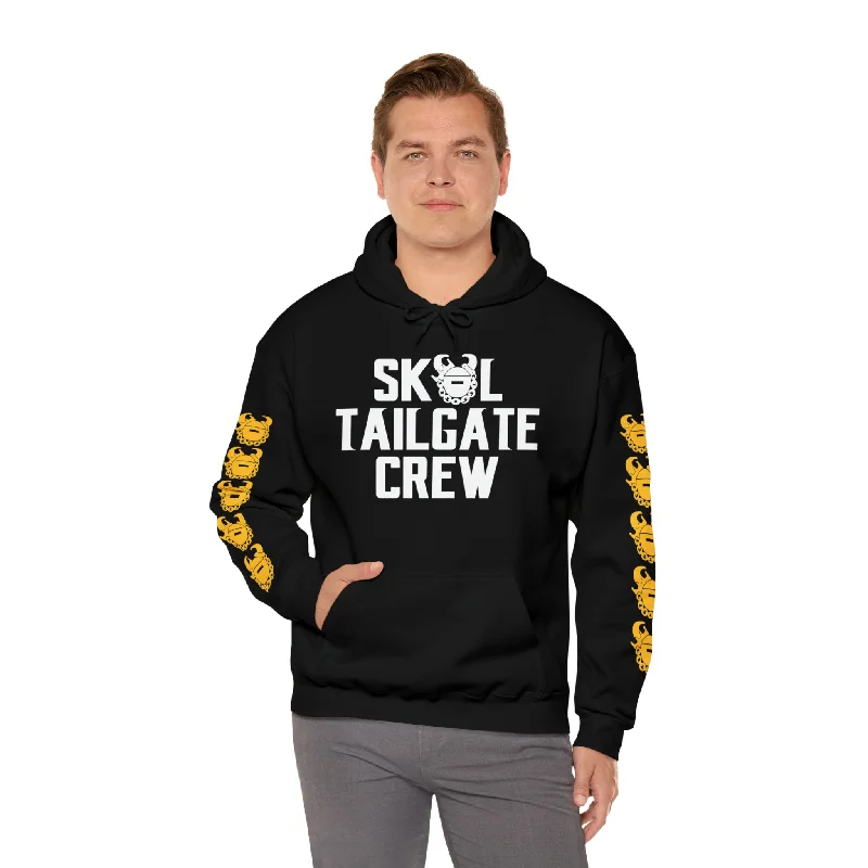 Unisex Heavy Blend™ Hooded Sweatshirt - Tailgate Crew + Game Day Helmet (Sleeves) Hoodie with Ribbed Hem Stretchable Secure