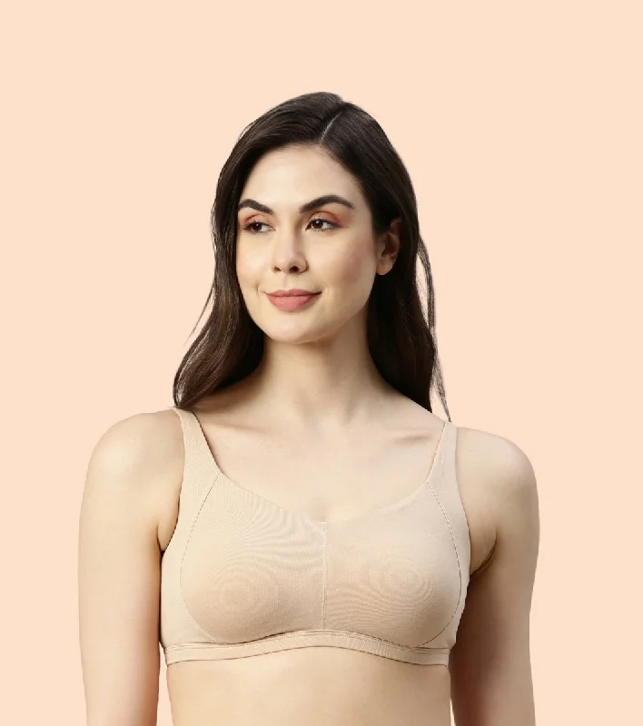 Enamor Intellifresh A058 Eco-antimicrobial Cotton Minimizer Bra for Women- Full Coverage, Padded and Wirefree - Pale Skin Comfortable Fit Bralette