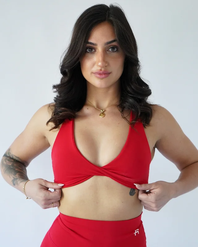 Flex Twist Sports Bra - Chili Stretchy Full Coverage