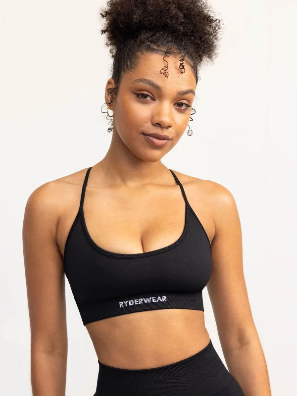 Lift 2.0 Seamless Sports Bra - Black Cotton Comfort Bra