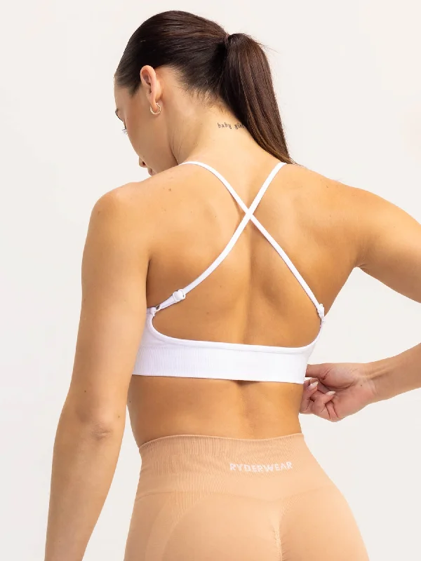 Lift 2.0 Seamless Sports Bra - White Soft Mesh Bra