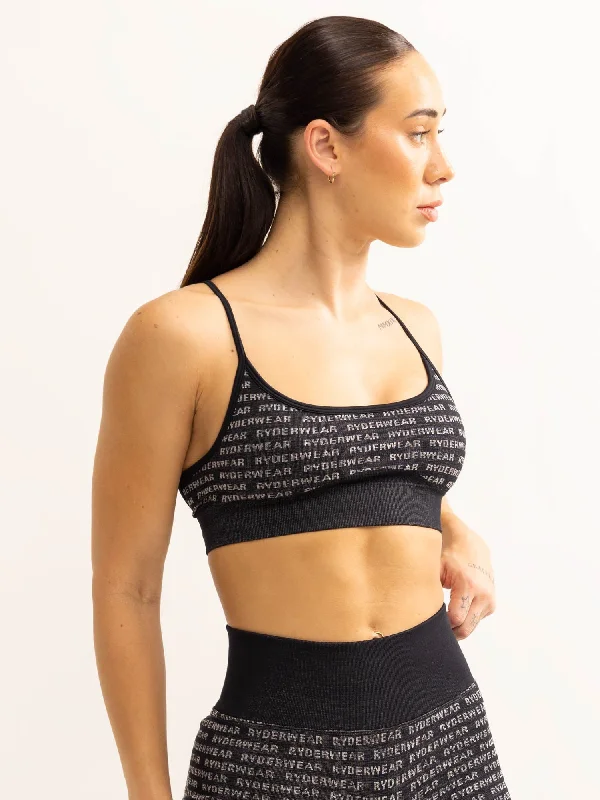 Logo Lux Seamless Sports Bra - Black Lacy Underwire Bra