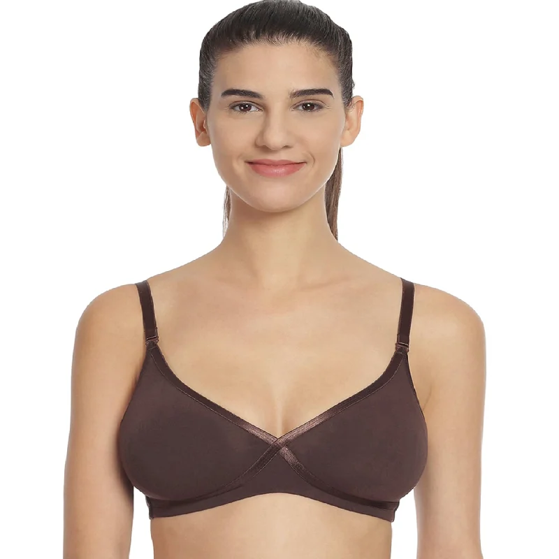 Medium Coverage Non Padded Non wired Cross Over Seamless Organic Cotton Bra-CB-402 Soft Strapless Bra