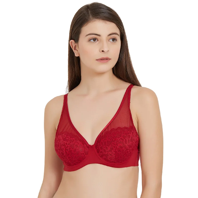 Medium Coverage Non Padded Wired Lace Plunge Neck Bra-FB-544 Soft Cup Bralette