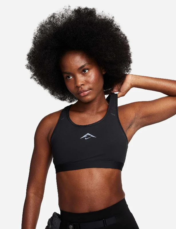 Trail Swoosh On-The-Run Sports Bra - Black/Dark Smoke Grey Chic Lace Underwear