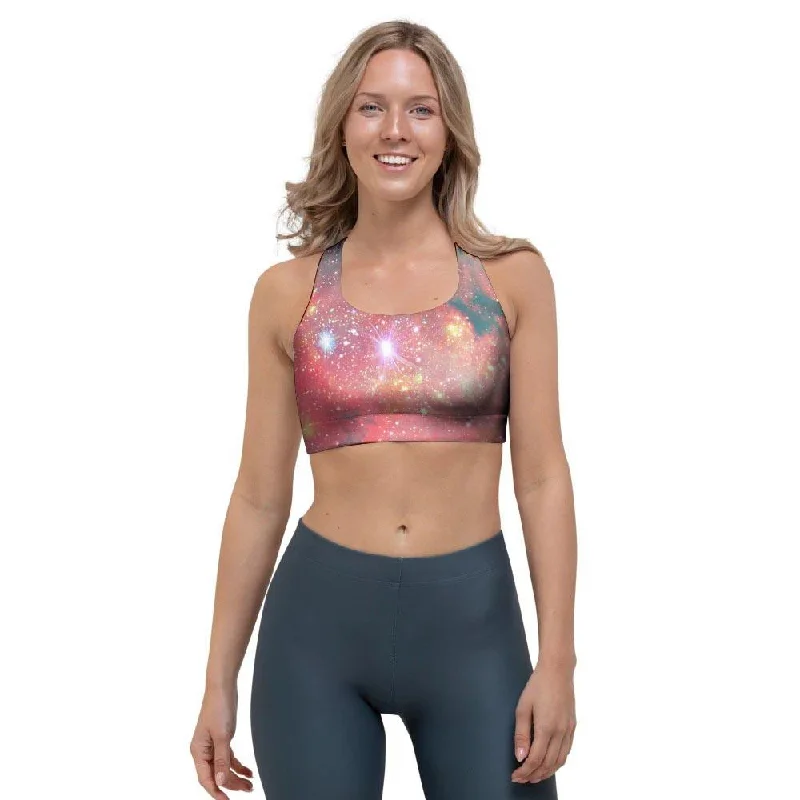 Red Cloud Galaxy Space Sports Bra Supportive Cotton Bra