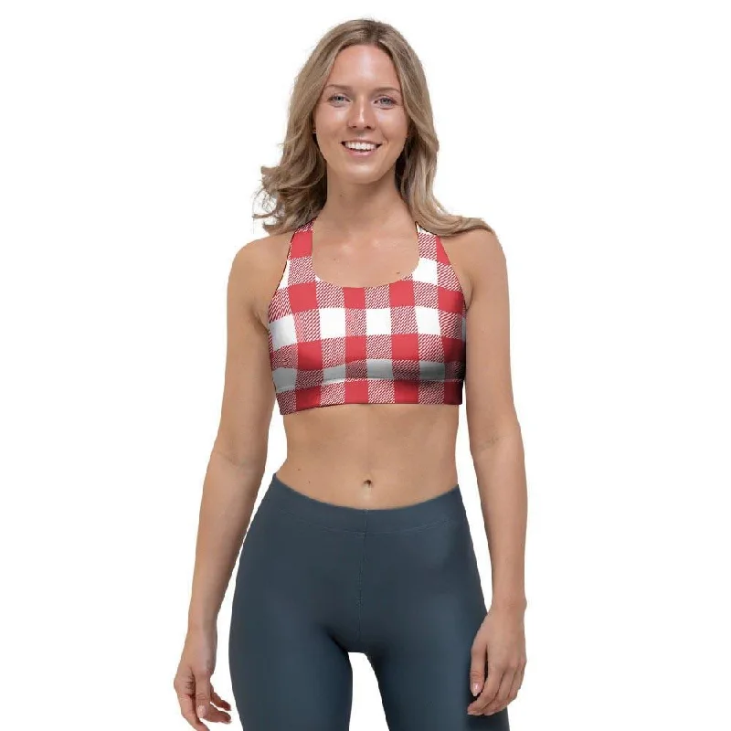 Red Lumberjack Sports Bra Soft Mesh Bra