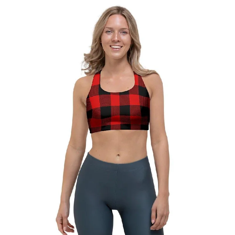 Red Plaid Sports Bra Seamless Sports Bra