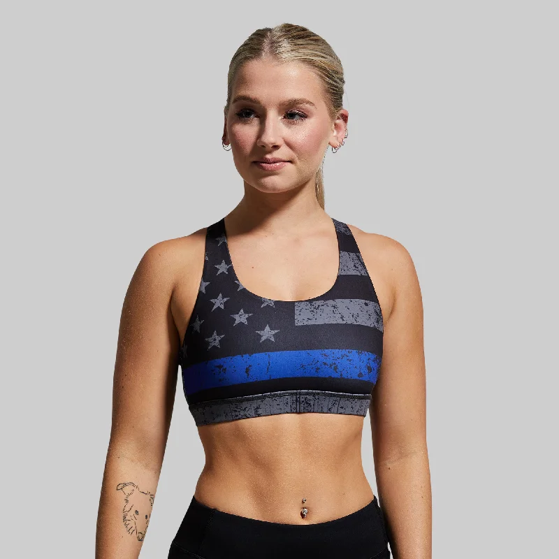 Your Essential Sports Bra (Thin Blue Line Gunmetal) Soft Mesh Bra