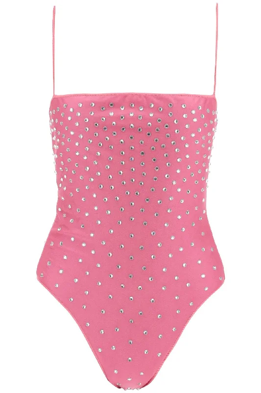 Os√©ree one-piece swimsuit with crystals GIS238 FLAMINGO Deep-V Swimsuit Design