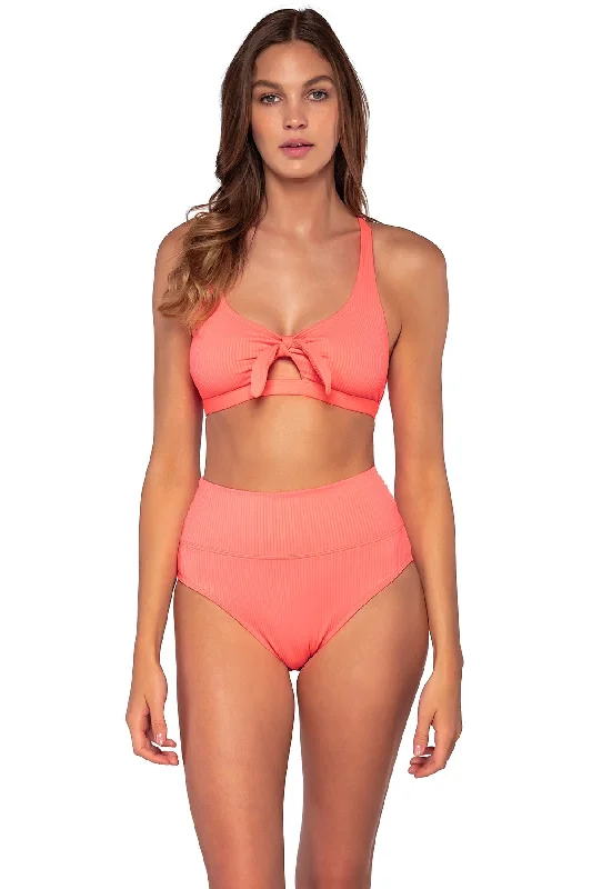 Sunsets Women's Swimwear Neon Coral Brandi Bralette Bikini Top Adjustable Bikini Bottoms