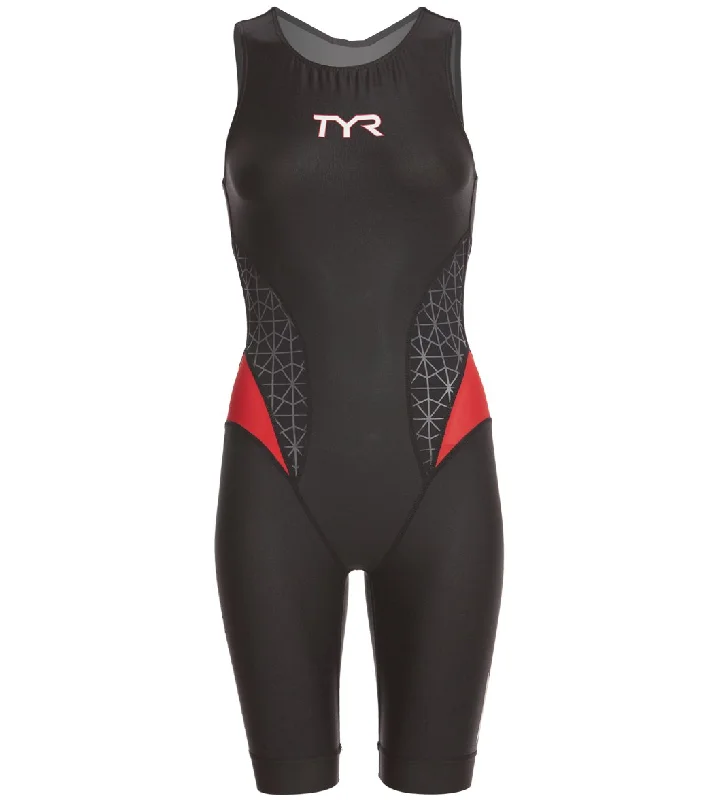 TYR Women's Torque Pro Swim Skin Black/Red Mesh Detail Bikini