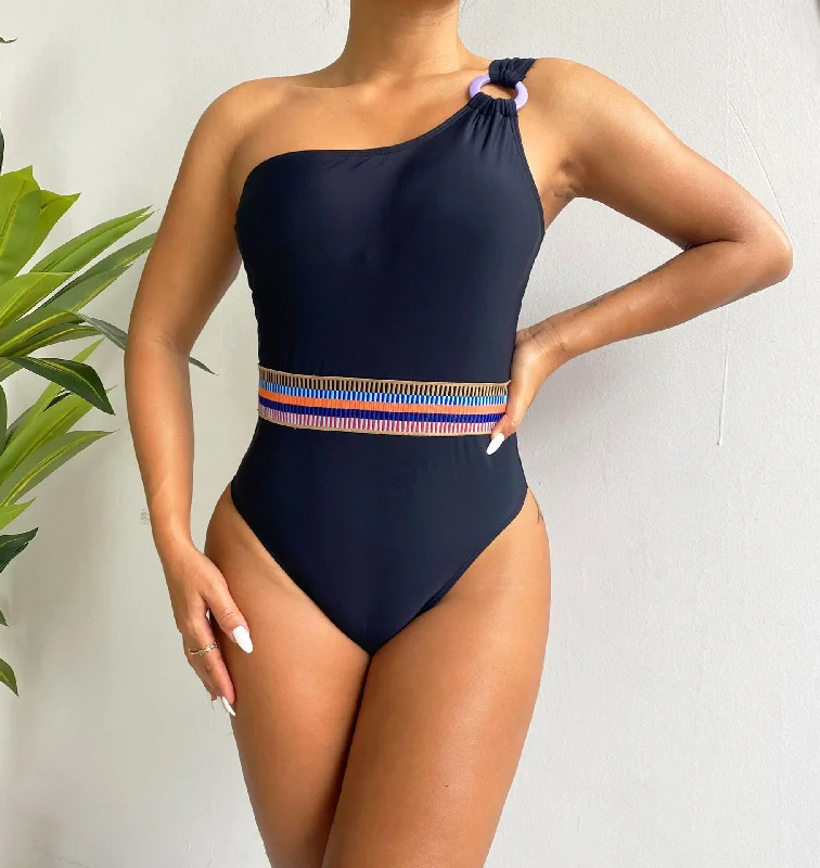 Women'S Black Fashion Skinny One-Piece Swimsuit Summer Ready Swimsuit