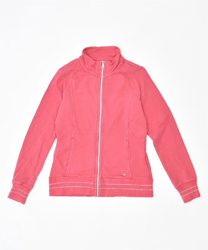 CHAMPION Womens Tracksuit Top Jacket UK 8 Small Pink Cotton Zippered Jacket Buttoned Jacket Snapped Jacket