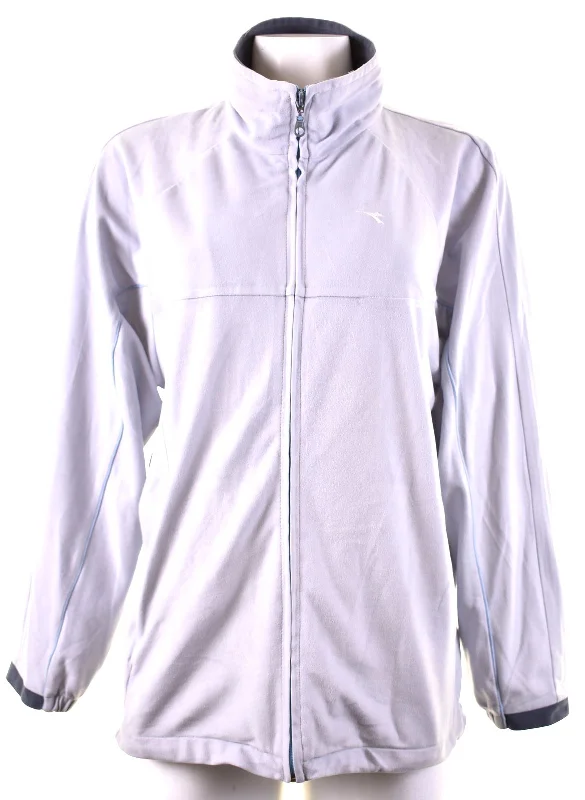 DIADORA Womens Tracksuit Top Jacket UK 12 Medium Grey Polyester Rayon Fabric Velvet Fabric Corduroy Fabric