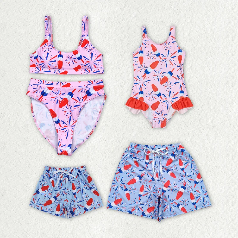 Kids Adult Family Summer Popsicle Trunks Swimsuits Sporty Swim Shorts