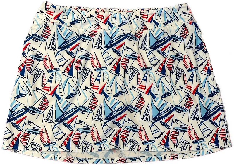 New Cabana Life White & Blue Nautical Sailboat Swim Women's Golf Skort Size L MSP$72 Adjustable Swim Top