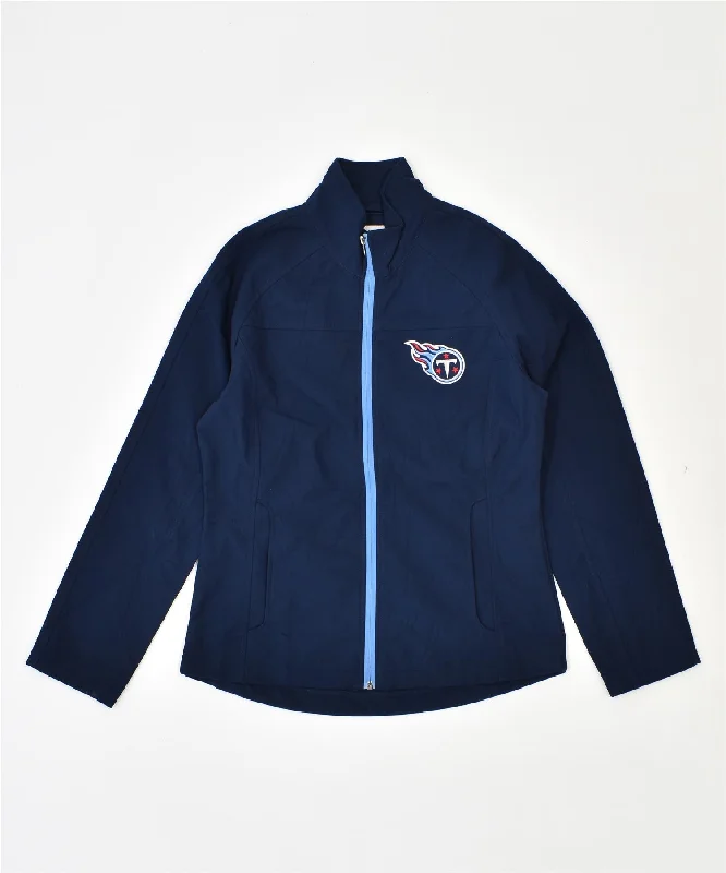 NFL Womens Tracksuit Top Jacket UK 10 Small Navy Blue Polyester Zippered Front Buttoned Front Snap Front