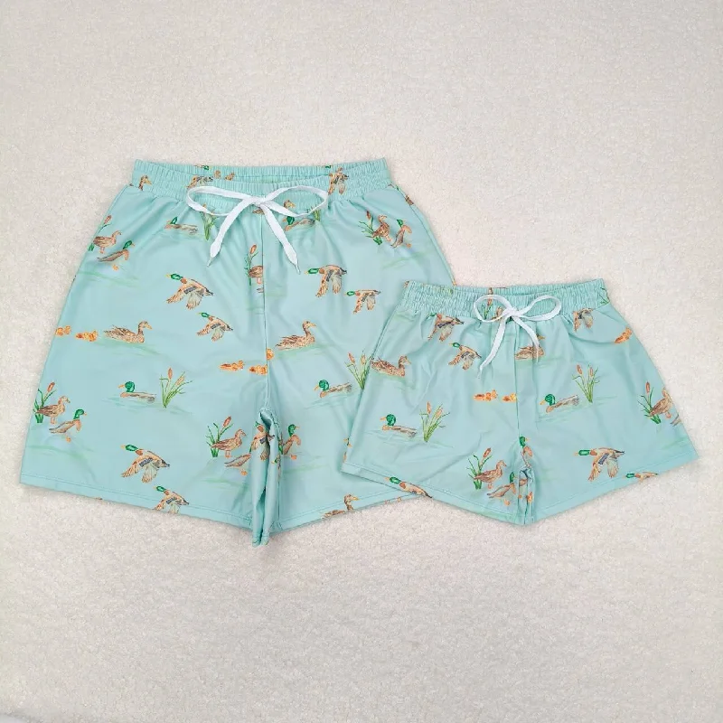 S0428 Adult male duck light green swimming trunks with kids shorts swim Deep-V Swimsuit Design