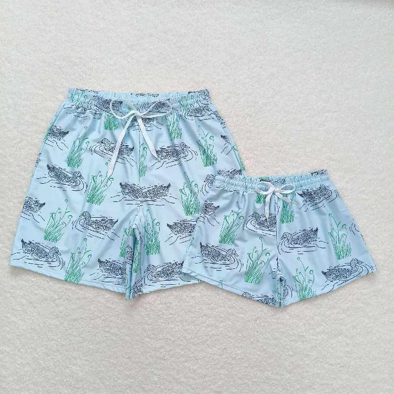 swimming trunks Sibling Sister Clothes swim  S0359 Adult male duck aqua swimming trunks Elegant Swimsuit Bottoms