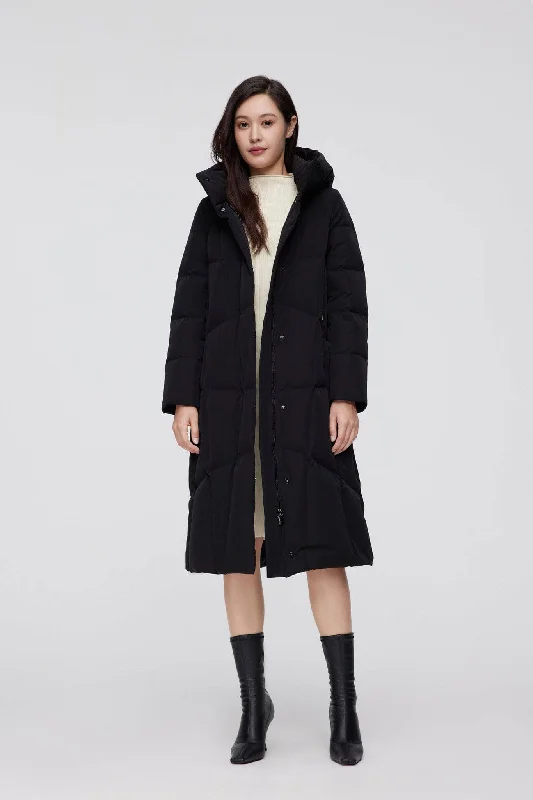 Full Length Hooded Goose Down Jacket Oversized Jacket Tailored Jacket Straight Jacket