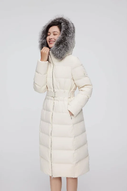 Full Length Hooded Goose Down Jacket With Fur Chenille Jacket Brocade Jacket Lace Jacket