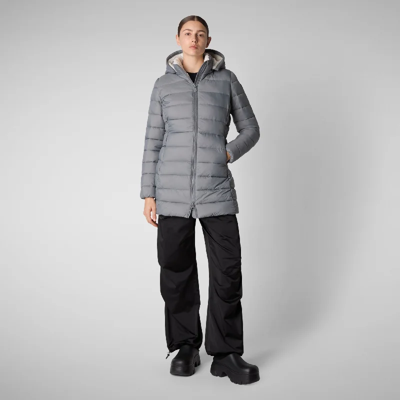 Women's  Animal free Puffer Jacket Joanne in mid grey Nylon Fabric Polyester Fabric Spandex Fabric