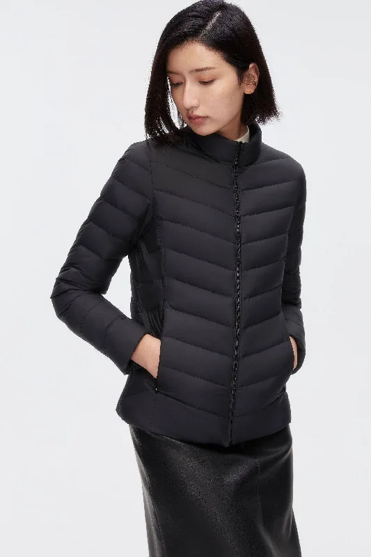 Women's Packable Ultralight Down Jacket Notch Collar Jacket Peter Pan Collar Jacket Cowl Neck Jacket