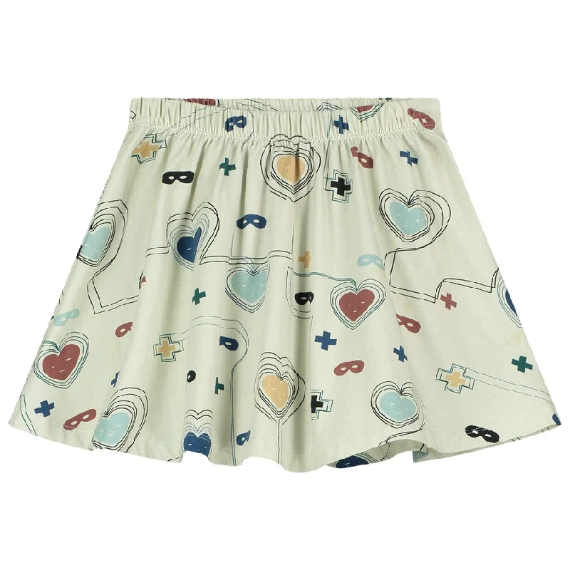 BEAU LOVES HEARTS AND MASKS CIRCLE SKIRT linen skirt relaxed