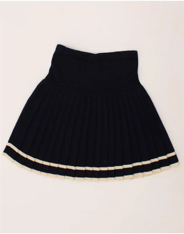 BENETTON Womens Knife Pleated Skirt XL W36  Navy Blue Wool wool skirt warm