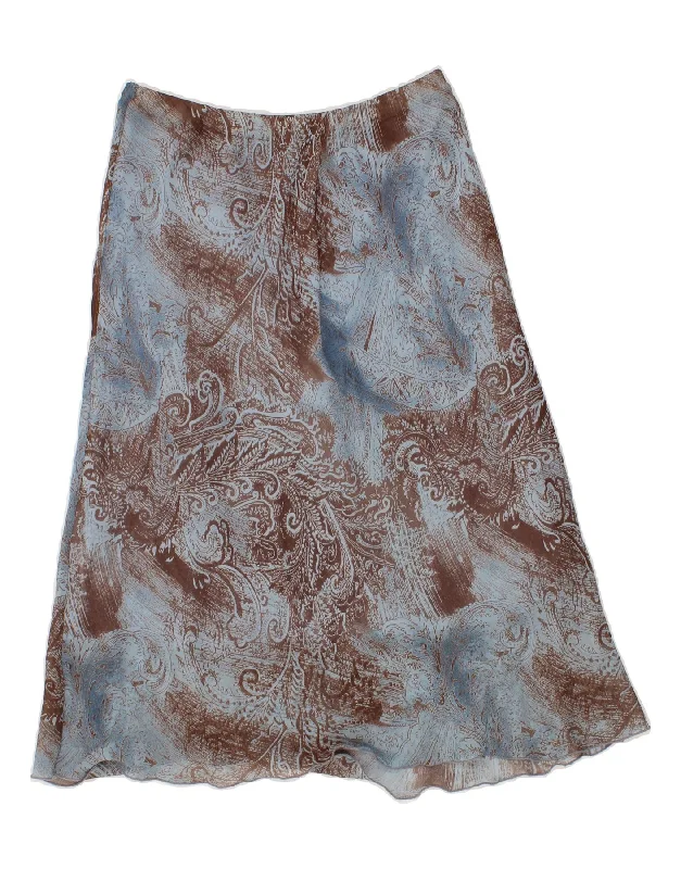 BERKELEY Womens A-Line Skirt UK 14 Medium W30 Blue Floral Viscose denim skirt durable