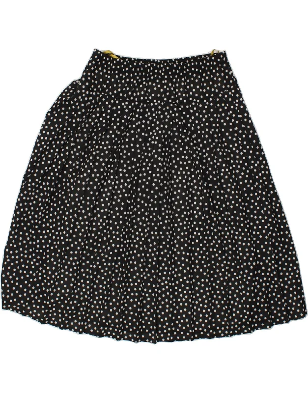 CANDA Womens Knife Pleated Skirt EU 42 Large W34  Black Spotted Polyester wool skirt sturdy