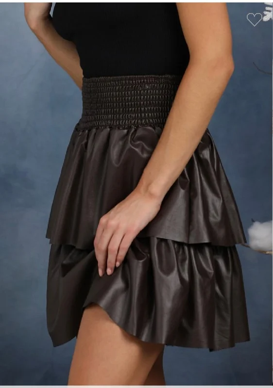 Faux Leather Ruffle Skirt pencil skirt chic