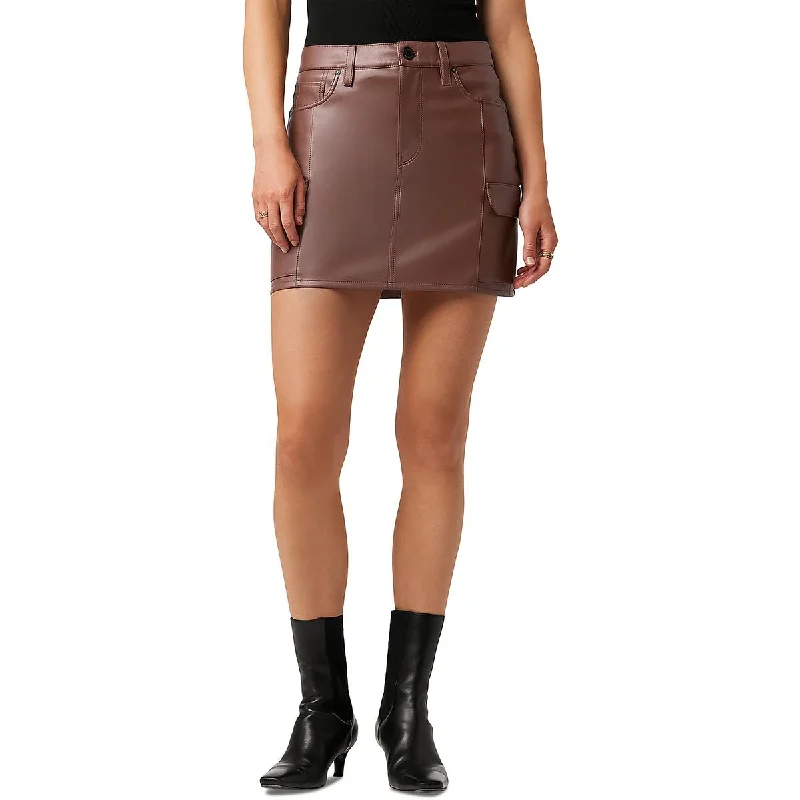 Hudson Womens Faux Leather Cargo Mini Skirt corduroy skirt cozy