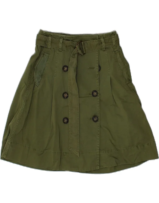 J. CREW Womens High Waist A-Line Skirt US 8 Medium W27  Green Cotton silk skirt elegant