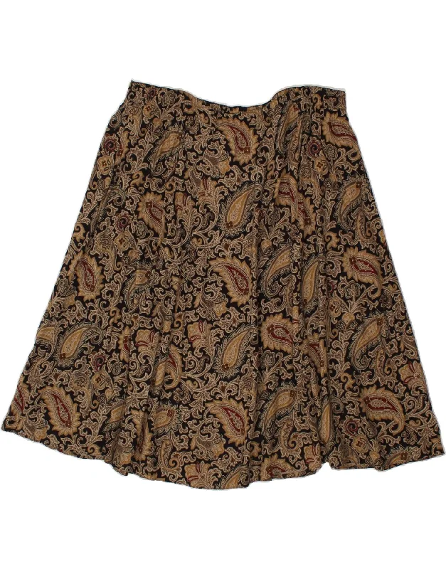 JOSEPH JANARD Womens A-Line Skirt W42 3XL Brown Paisley Viscose linen skirt breathable