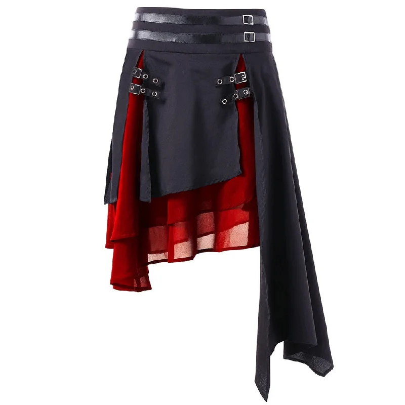 Faux Leather Asymmetric High Waist Skirt lace skirt feminine