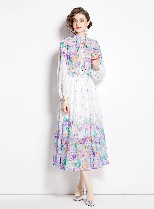 LANTERN SLEEVE CHIFFON SHIRT+SKIRT TWO-PIECE SUIT tulle skirt dreamy