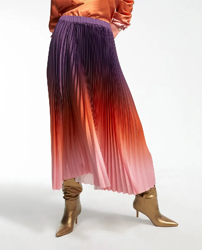 Pleated ombré skirt chiffon skirt airy