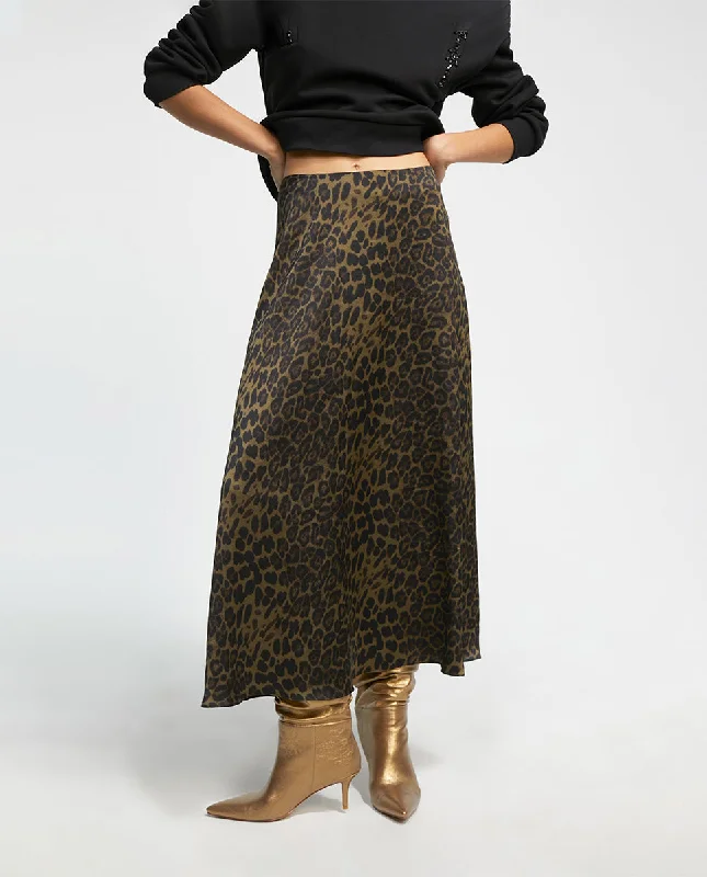 Animal print skirt high slit skirt